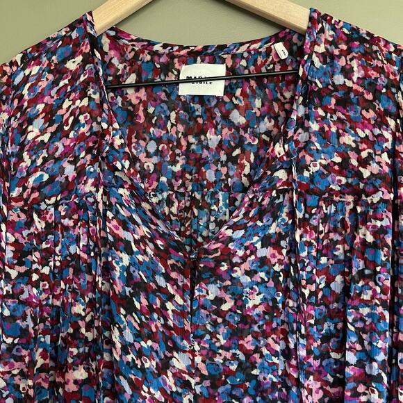 Isabel Marant Daytonea‎ Blouse Pink Purple Blue Abstract Print Size XS Chic Sexy - Picture 10 of 16